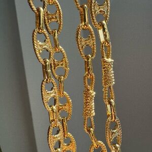 Nautical/Brutalist Gold Tone Mariner Chain Necklace 30”